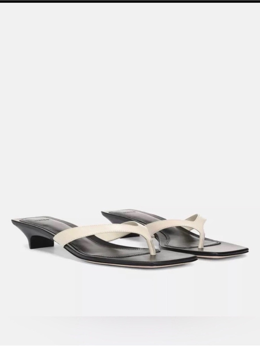 Vince Cream and Black Low Heel Thong Mules